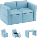 Kids 2-in-1 Sofa Convert to Table & 2 Chairs Leather Surface E81437