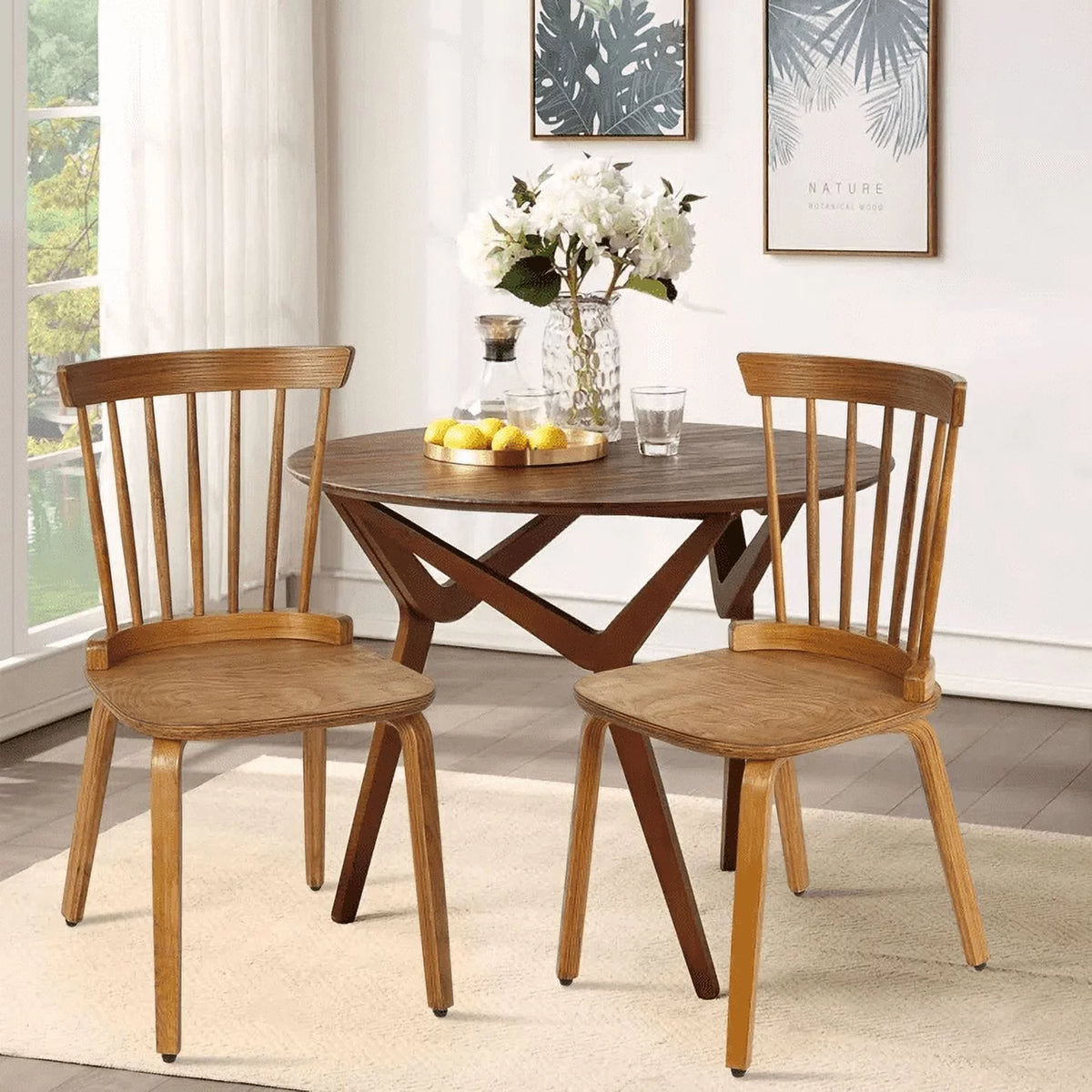 Orange Slat Back Wood Dining Chairs Set of 2 R481216