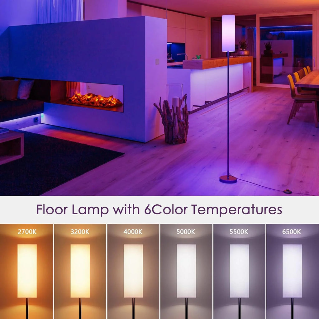 RGB Smart LED Floor Lamp with White Lampshade M272