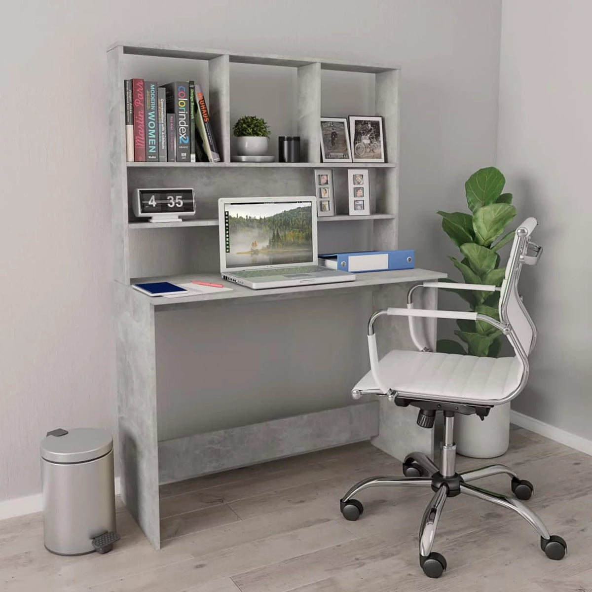 Desk with Shelves Concrete Gray Q1383