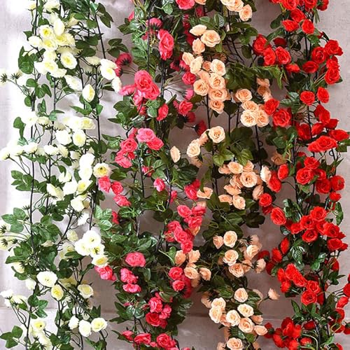 White 10PCS Artificial Rose Garland 7.5Ft U340
