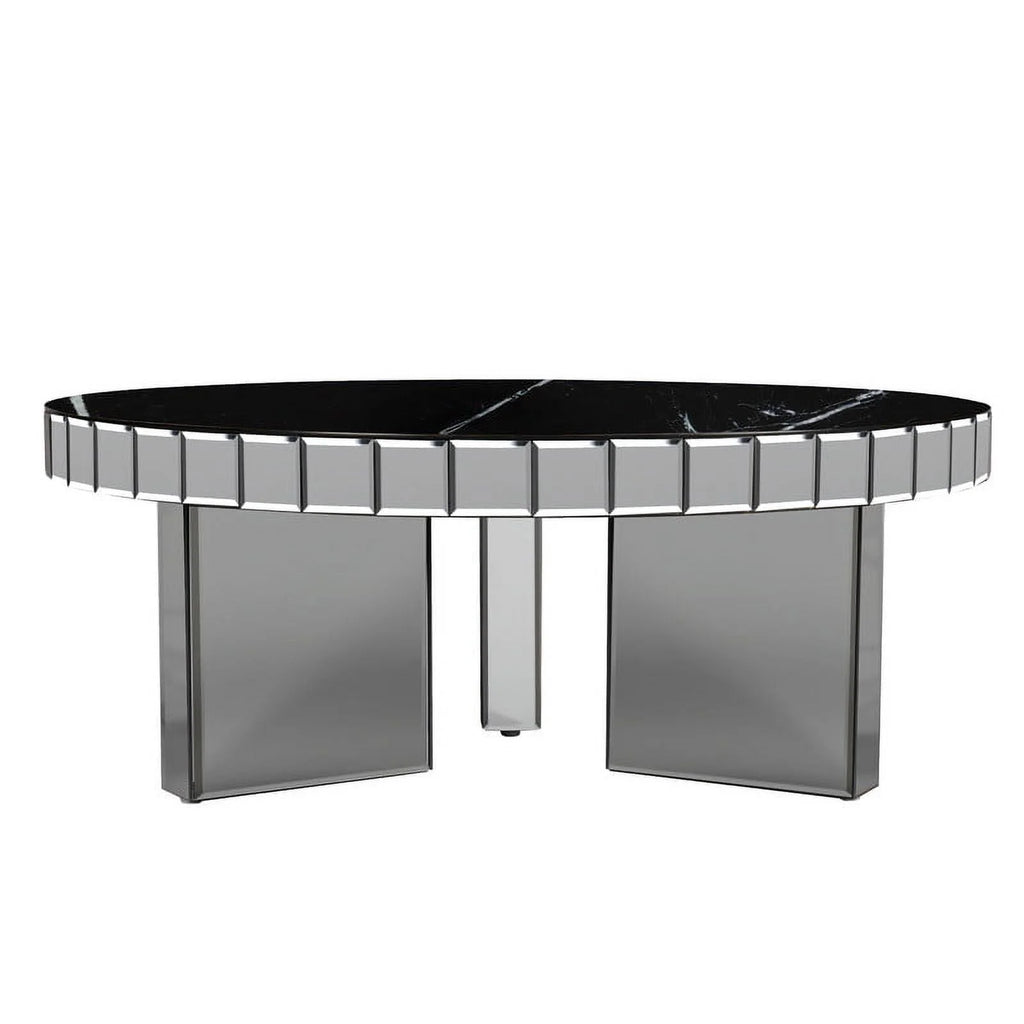 Grey Round Marble Textured Coffee Table K742379