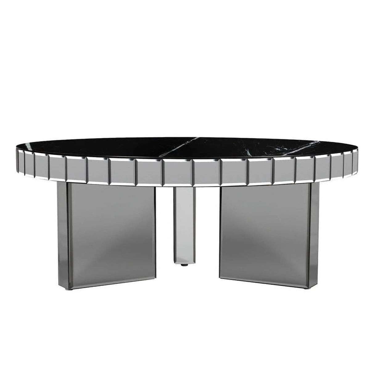Grey Round Marble Textured Coffee Table K742379