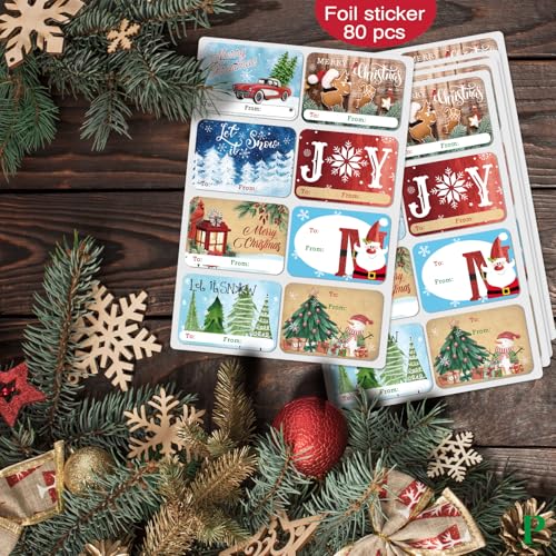 80 Count Large Foil Christmas Gift Tag Stickers C867593