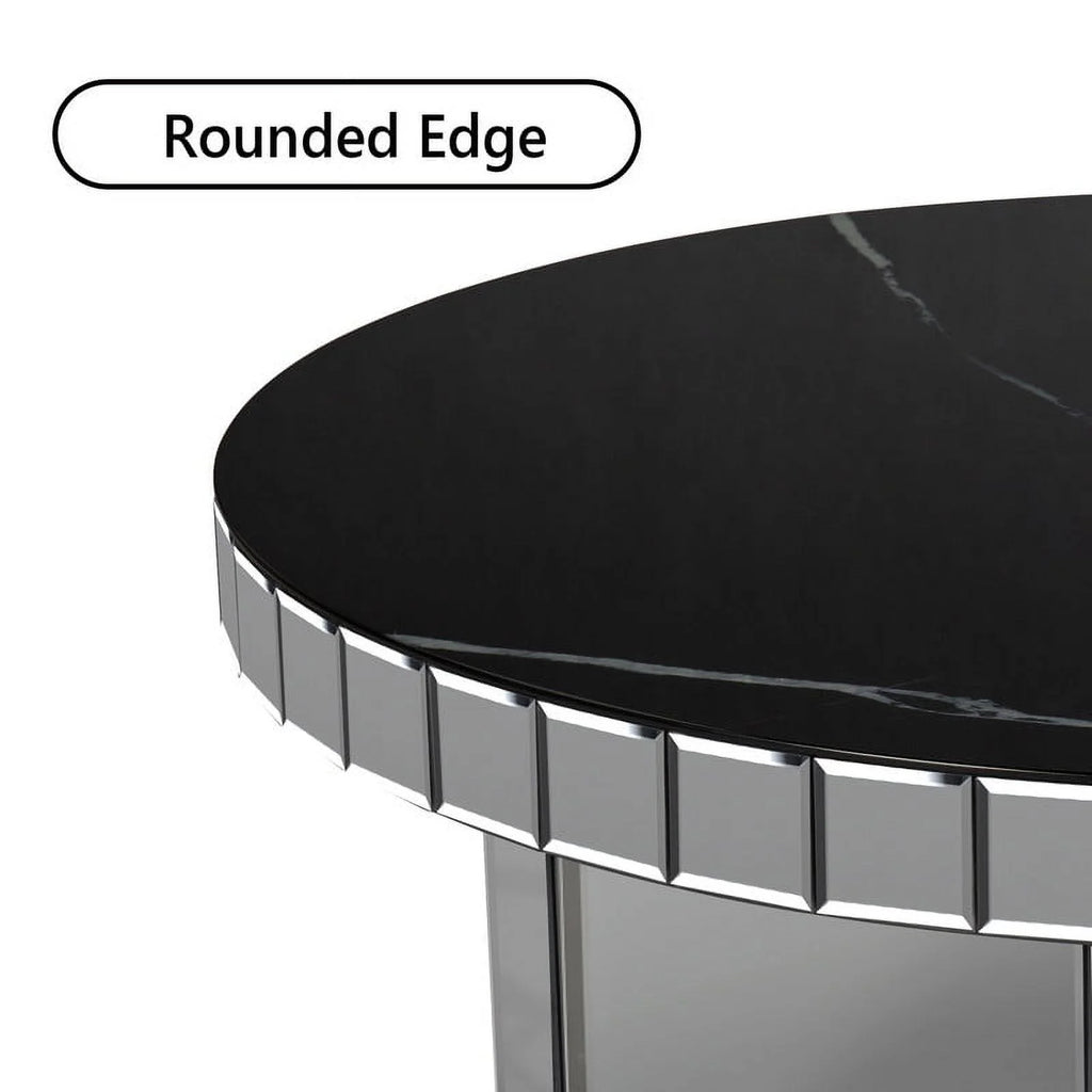 Grey Round Marble Textured Coffee Table K742379