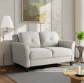 Beige Fabric Loveseat with Curved Arms U564