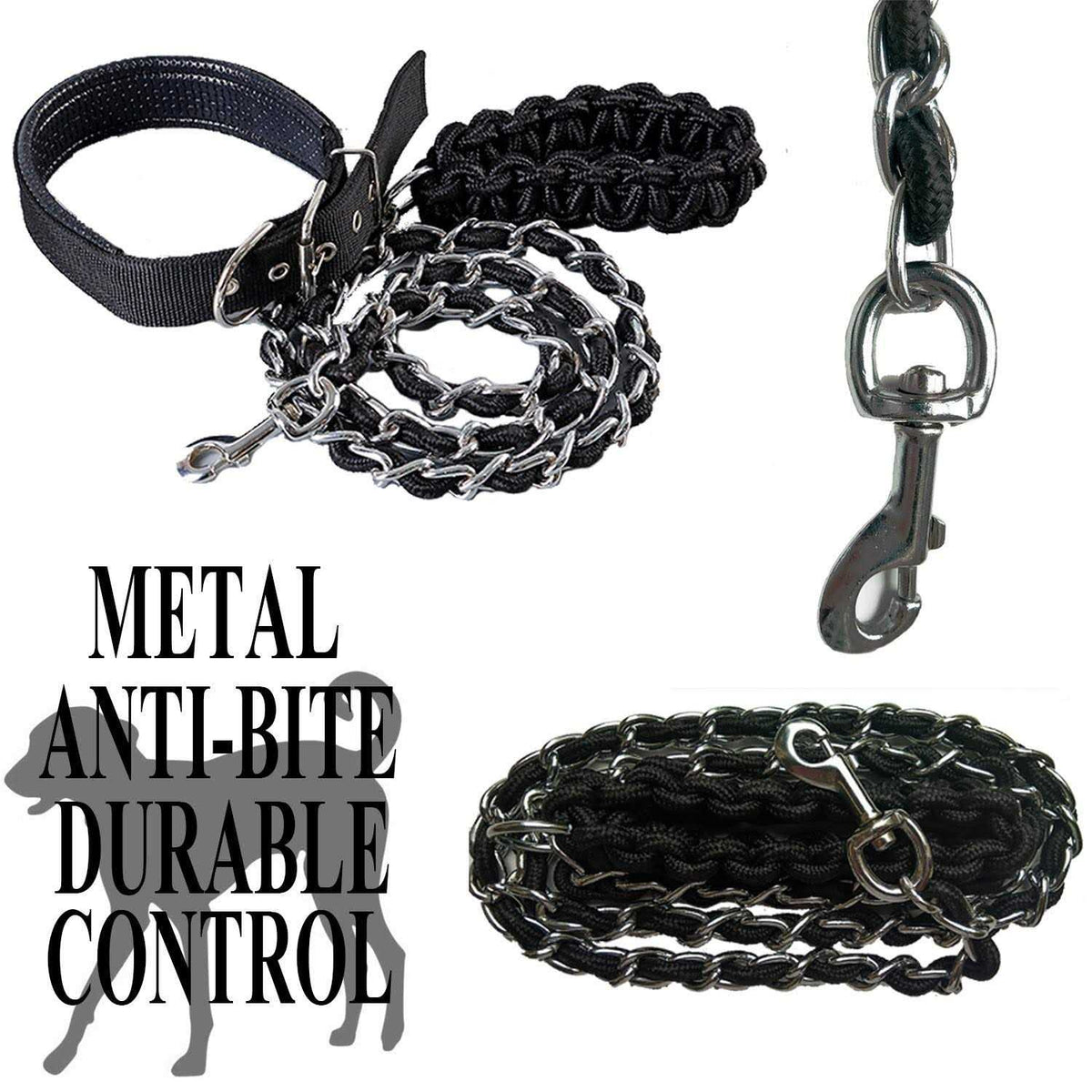 Heavy Duty Metal Dog Leash with Collar K823