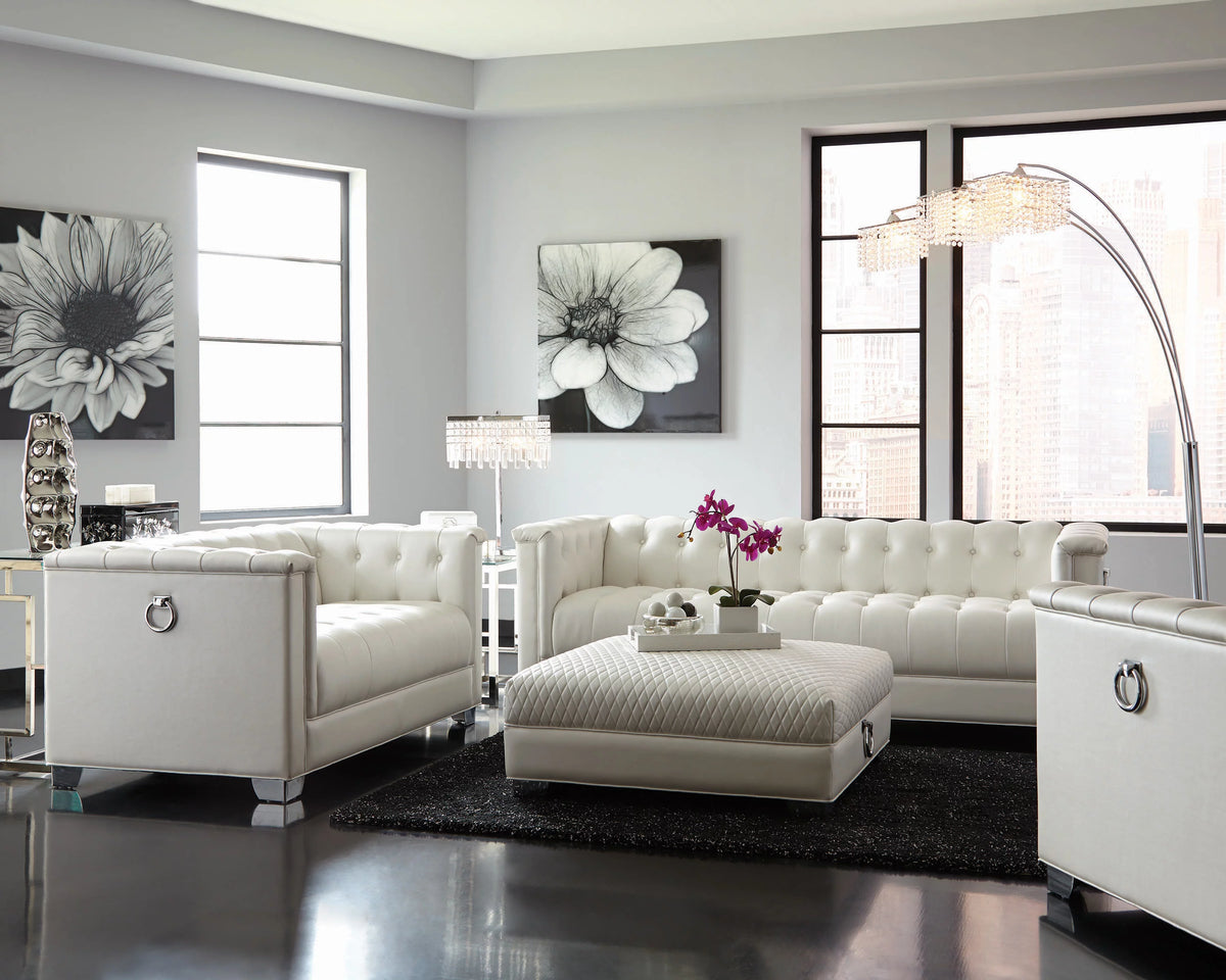 Pearl White Tufted Upholstered Sofa L709068