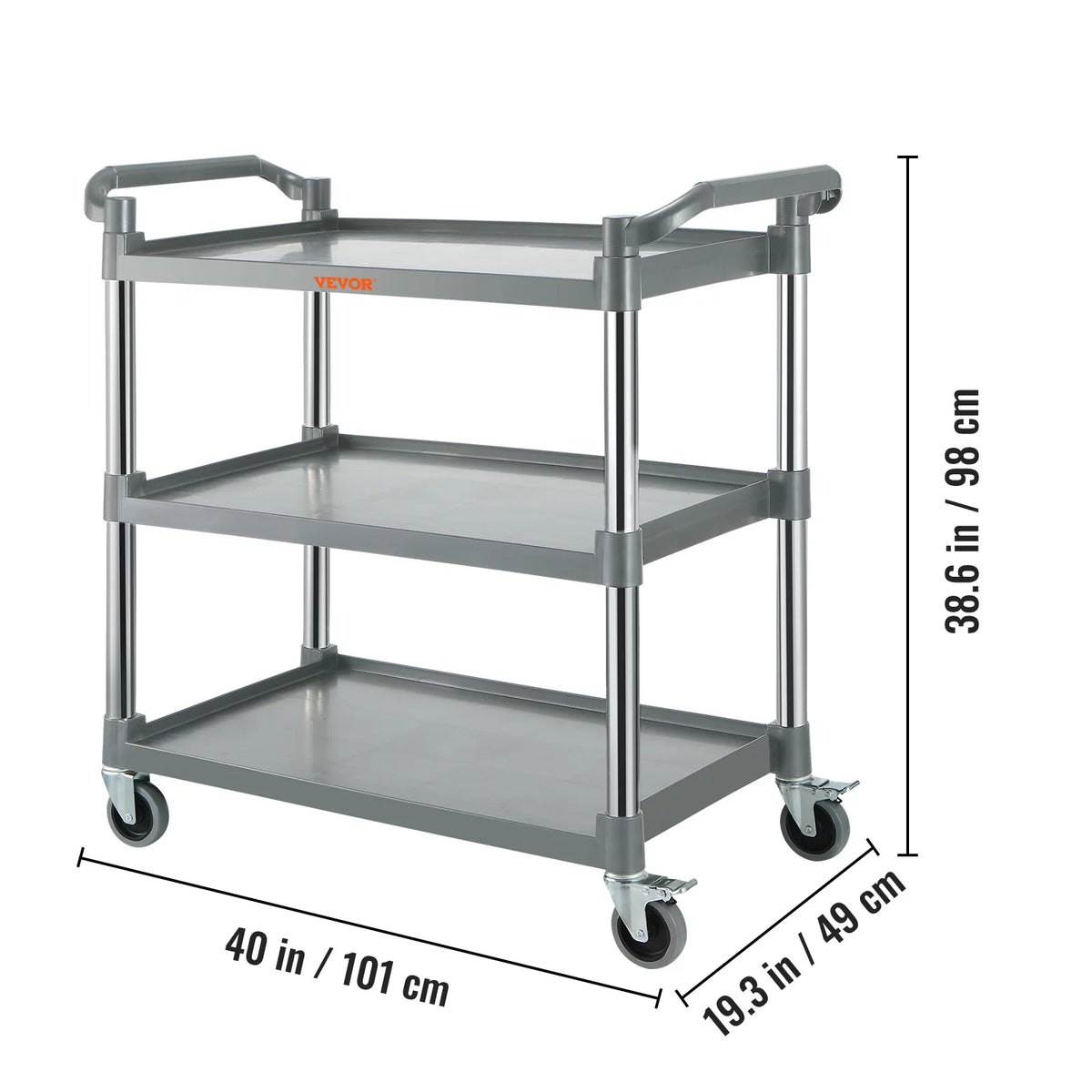 3-Tier Utility Service Cart with Wheels 220lbs Capacity J778