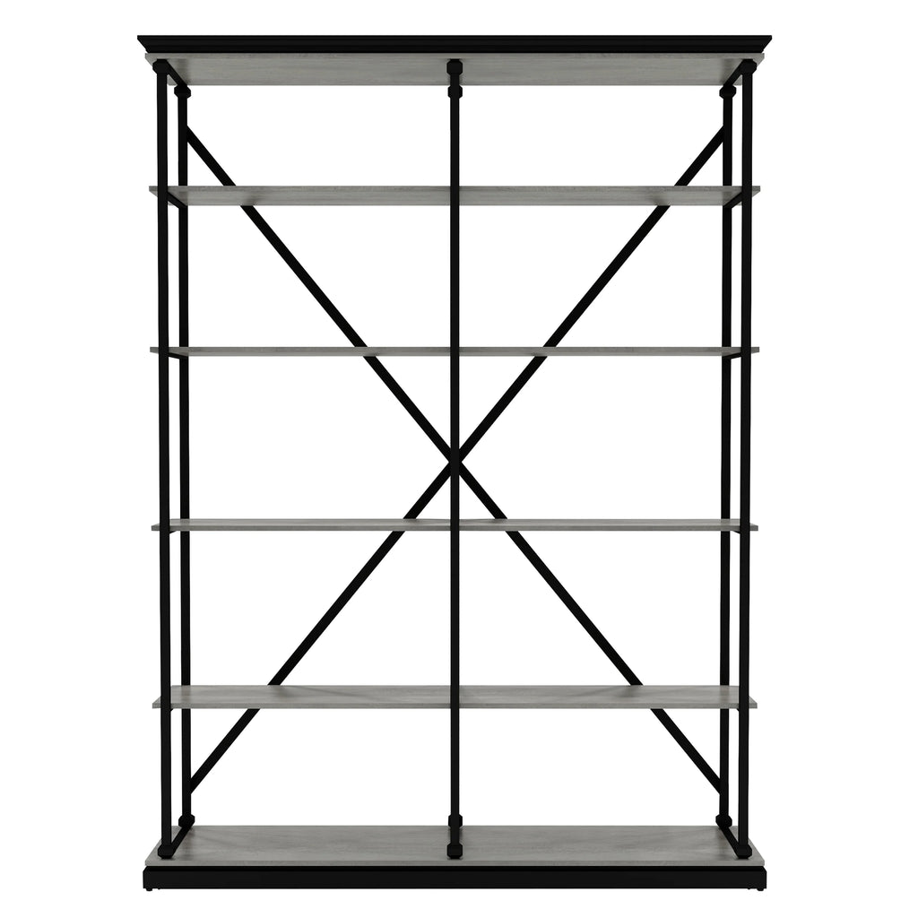 Antique Gray Wood 4-shelf Open Bookcase B83833