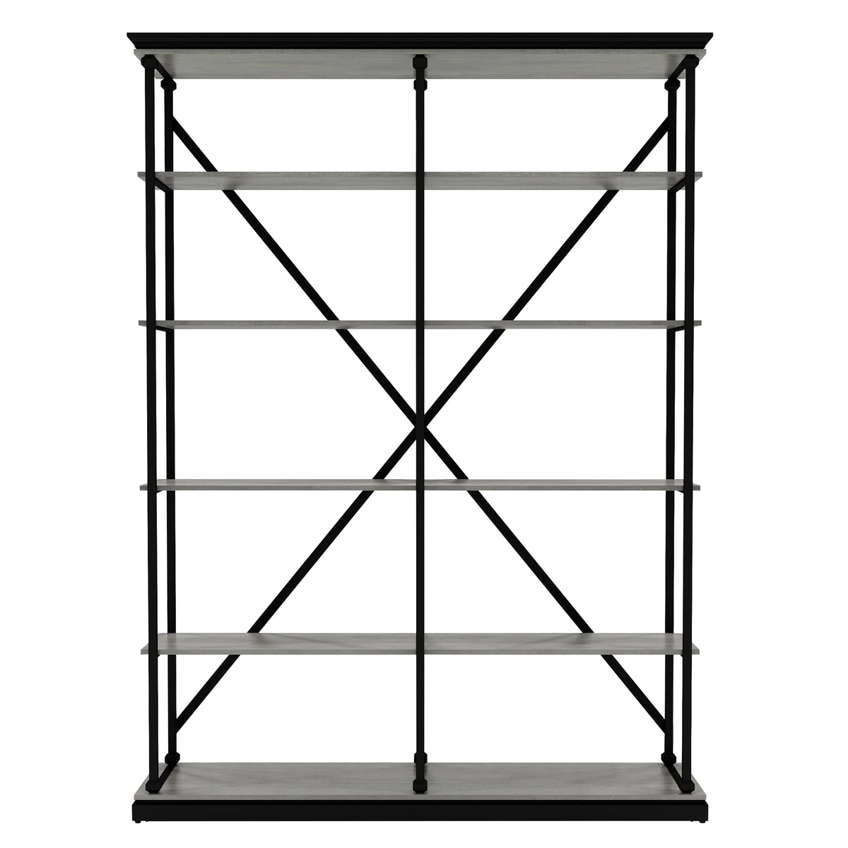 Antique Gray Wood 4-shelf Open Bookcase B83833