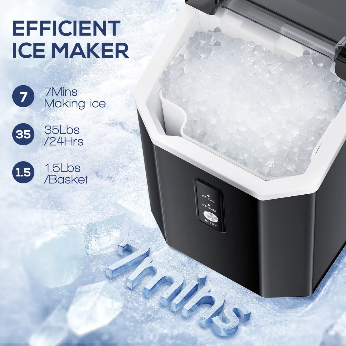 Nugget Ice Maker Countertop with Soft Chewable Pellet Ice, 34lbs/24H, Self-Cleaning, Black U8870