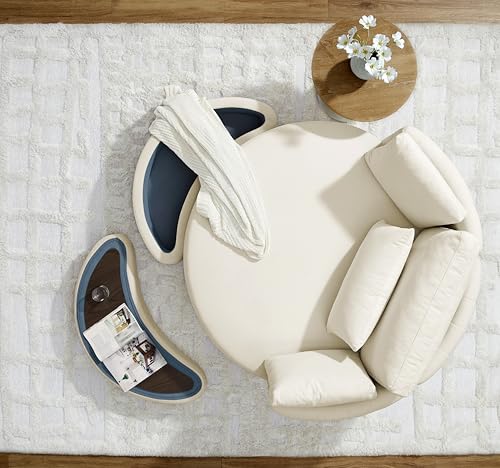 Oversized Velvet Swivel Barrel Chair with Ottoman and 4 Pillows B44302