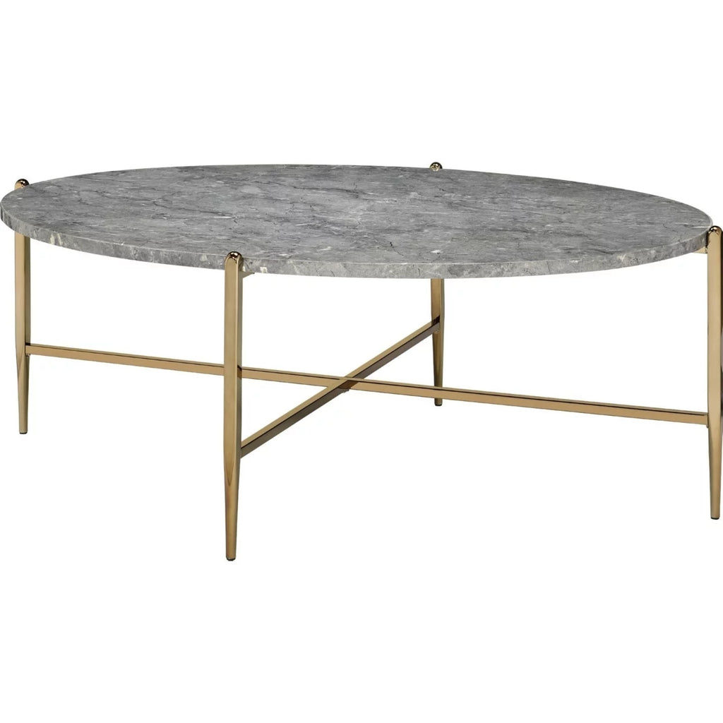 Gray and Gold Oval Marble Top Coffee Table M814818