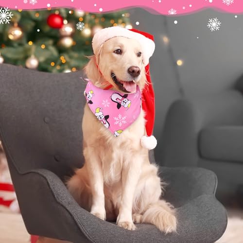 48 Pcs Pink Christmas Dog Bandanas Bow Collars and Ties Set X79997