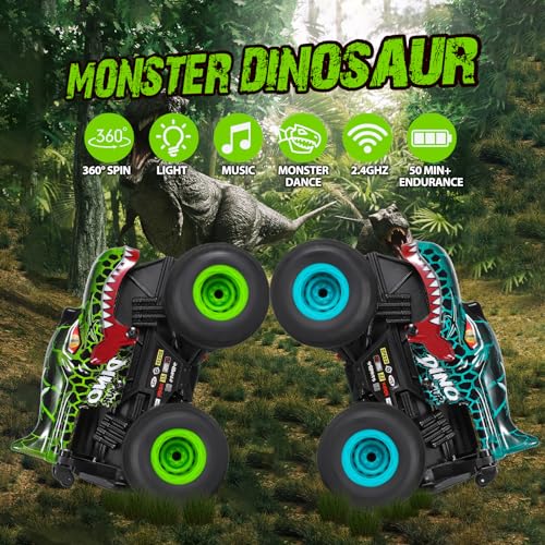 Remote Control Dinosaur Monster Truck with Music and 3 Lighting Effects X36905