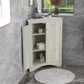 Oak Freestanding Bathroom Storage Cabinet with Doors and Shelves I93704