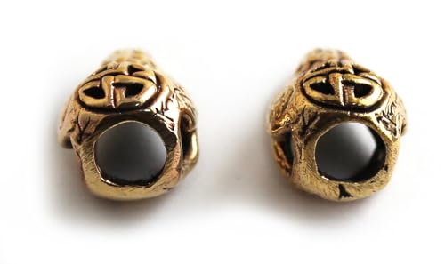 Bronze Norse Viking Celtic Raven Head Beard Beads Rings I2093