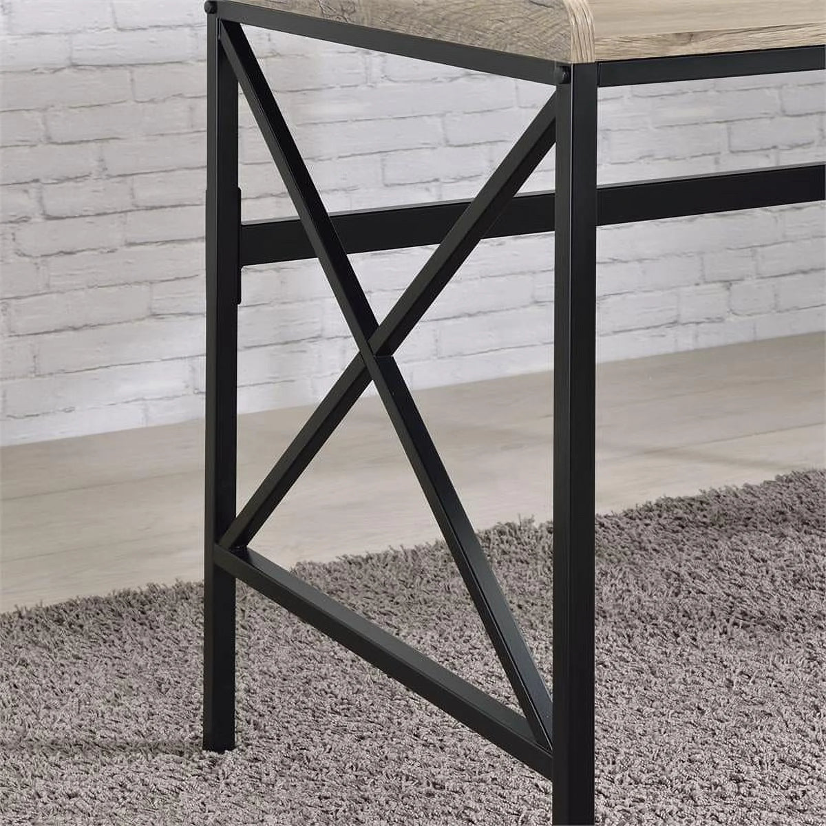 Gray Wood and Black Metal Desk with USB Port S84113