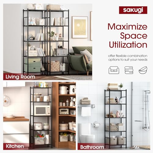 5 Tier Heavy Duty Metal Storage Shelves, Black M12457