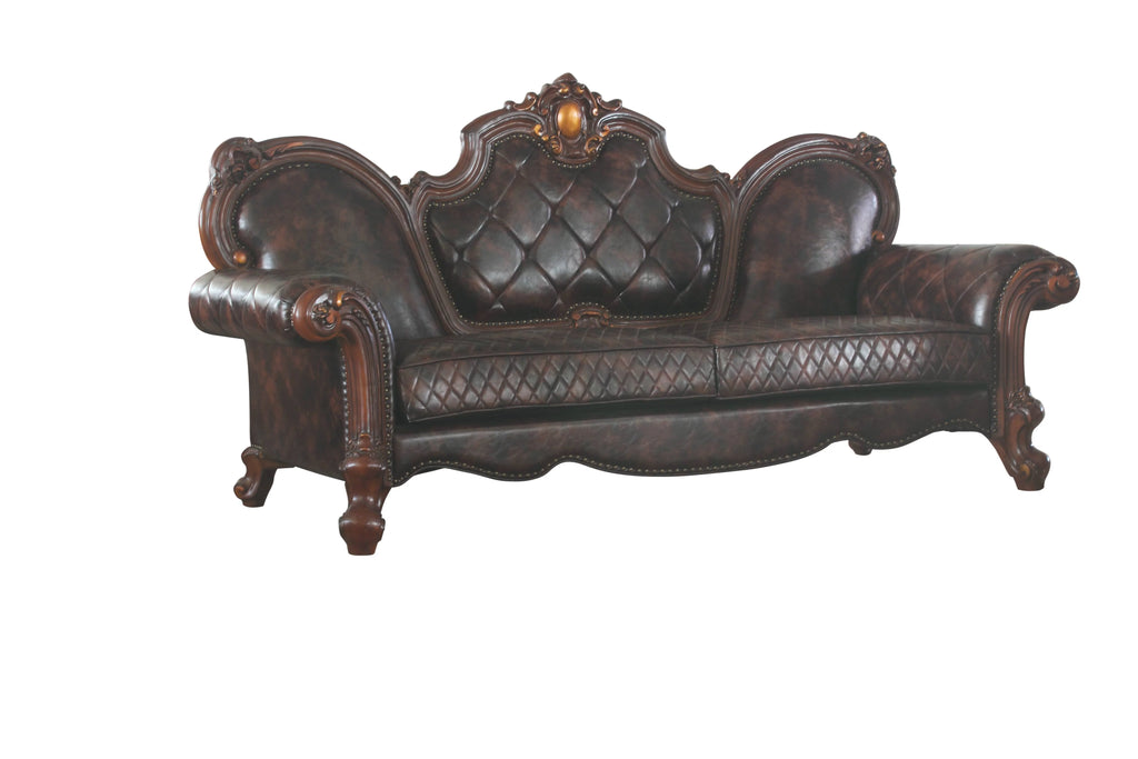 Vintage Cherry Oak & PU Sofa with 3 Pillows Z960