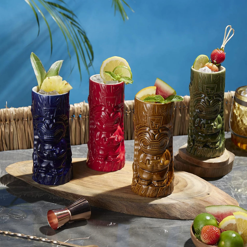 Ceramic Tiki Glasses Set Of 4 Z732