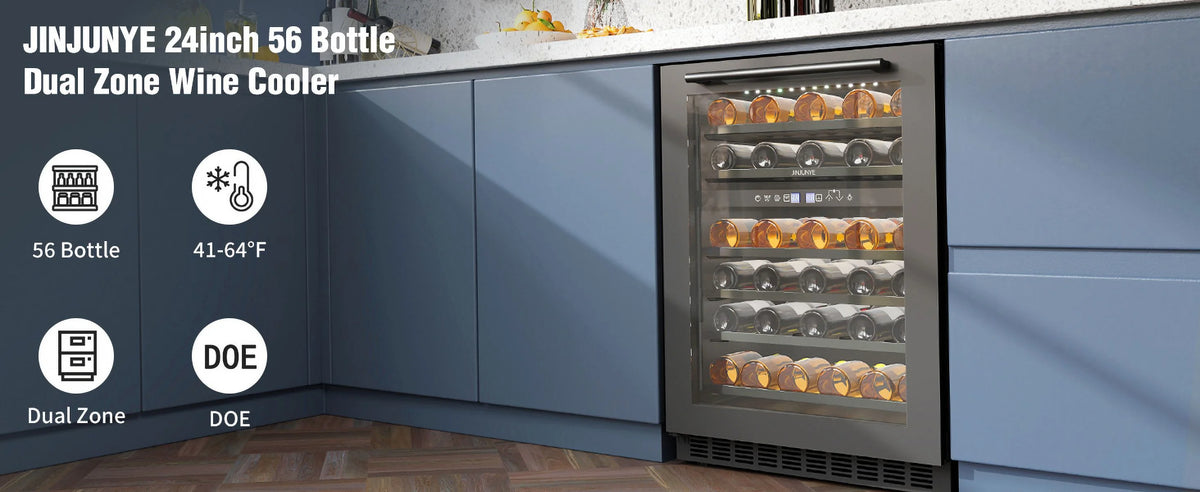 24" 56 Bottle Dual Zone Wine Cooler Refrigerator V9976