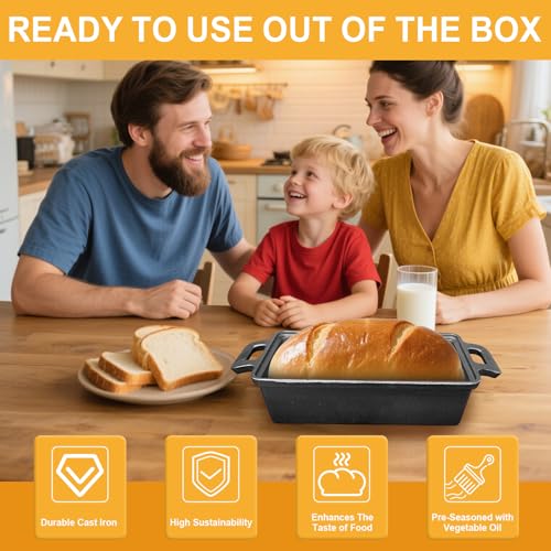 Cast Iron Bread Loaf Pan with Lid 9x5 Inch Set of 2 F375