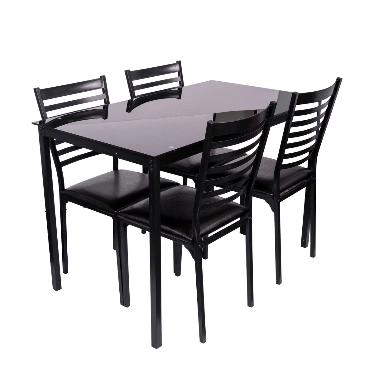 5 Piece Black Dining Table Set with 4 Upholstered Chairs G3890