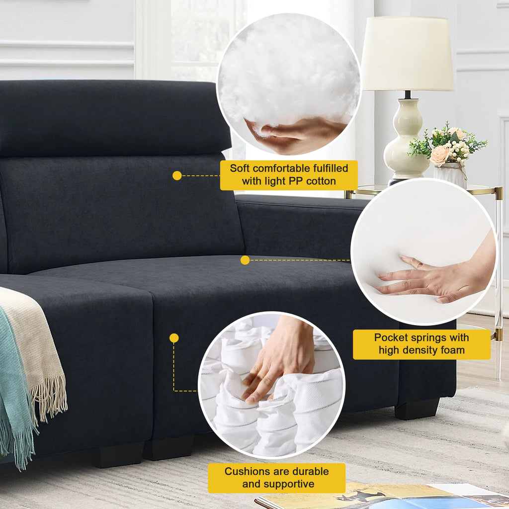Black Velvet 2-Seater Sofa U50077