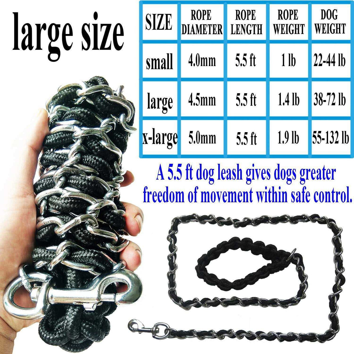 Heavy Duty Metal Dog Leash with Collar K823