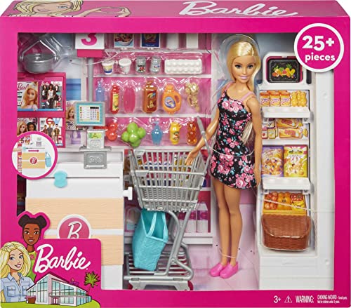 Doll & Playset with 25 Grocery Store-Themed Accessories G861