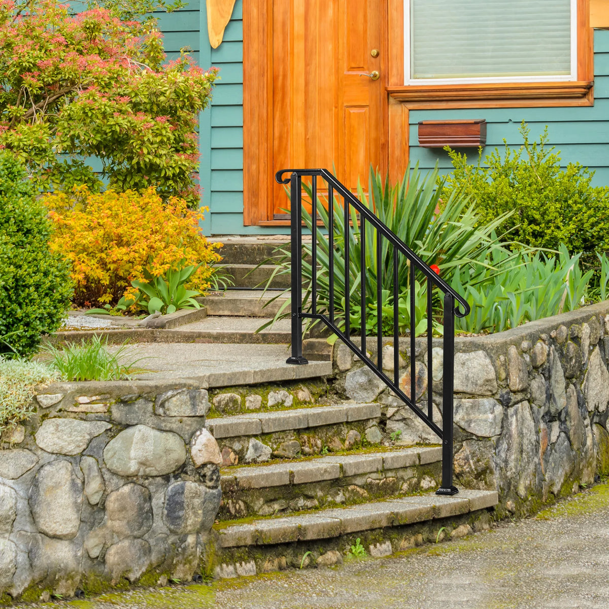 White Wrought Iron Handrails for 3 or 4 Steps W9949