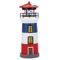 LED Solar Lighthouse Statue Rotating Lawn Decorations F53397