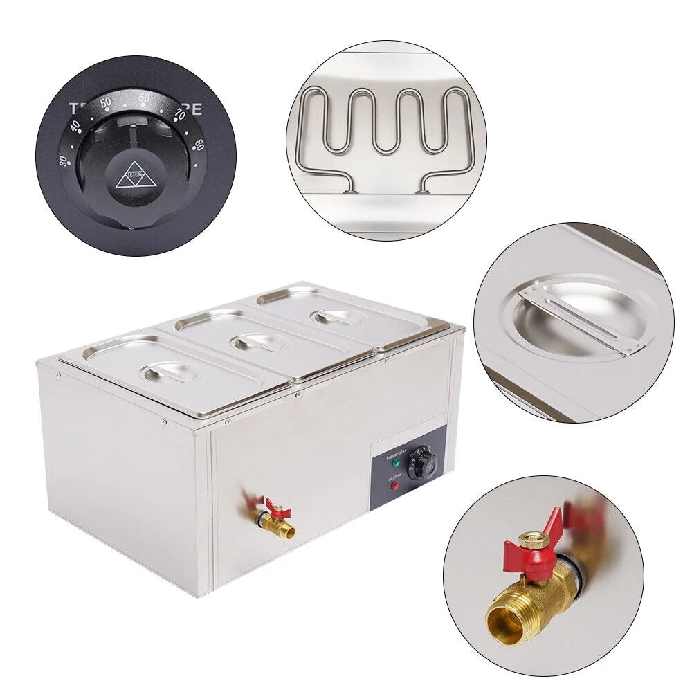 Commercial Electric Stainless Steel Food Warmer with 3 Pan G9956