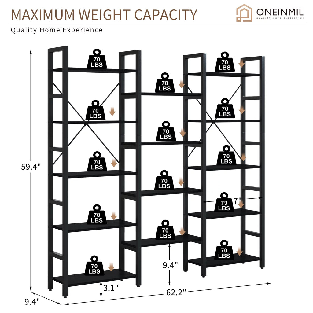 5 Tier 59" Tall Bookshelf I8565