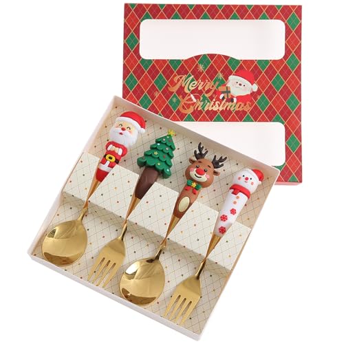 4 Pack Stainless Steel Christmas Spoon and Fork Set Z289