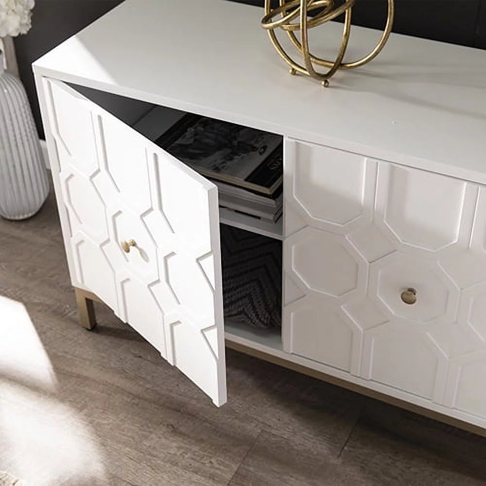 Antique White Three Door Accent Cabinet P941