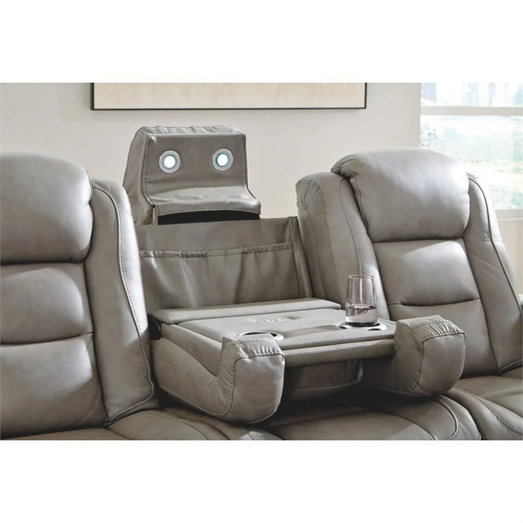 Gray Leather Power Reclining Sofa N766543