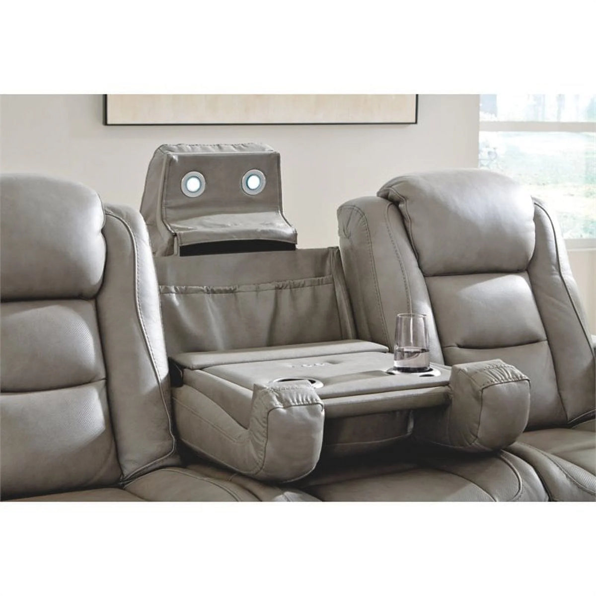 Gray Leather Power Reclining Sofa N766543