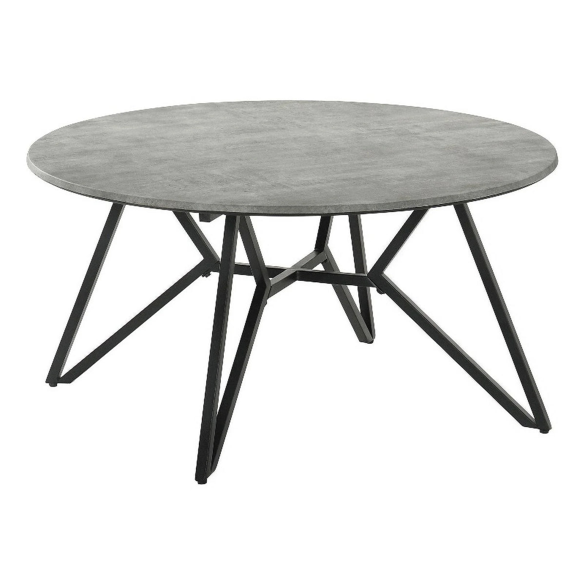 Modern Wood Round Coffee Table with Hairpin Legs in Gray G831