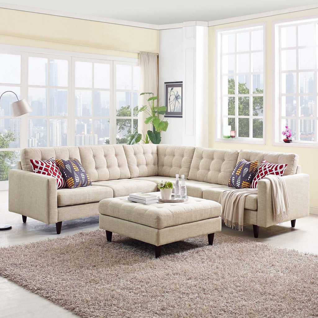 3 Piece Upholstered Fabric Sectional Sofa Set in Beige C156