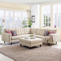 3 Piece Upholstered Fabric Sectional Sofa Set in Beige C156