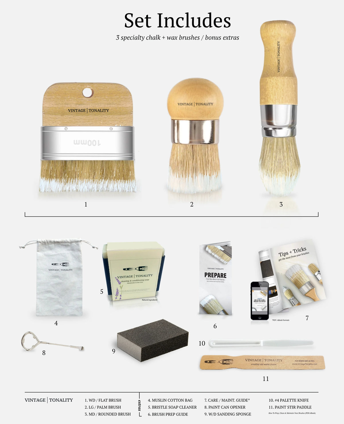 3 PCS Chalk Paint Wax Brush Set V81928