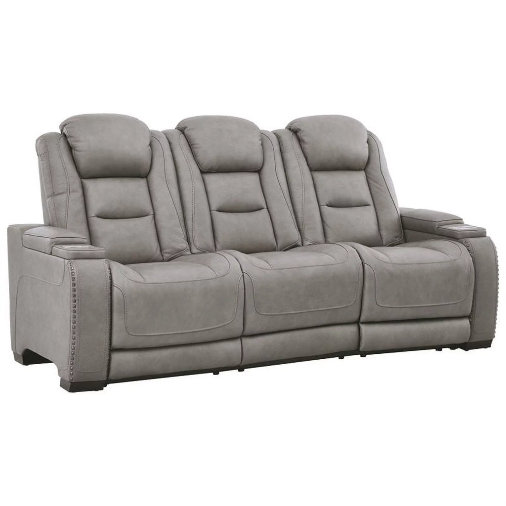Gray Leather Power Reclining Sofa N766543