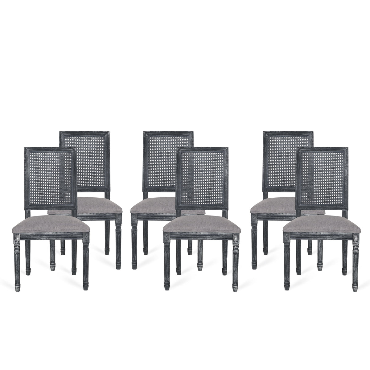 Gray Fabric Dining Chair Set of 6 X358