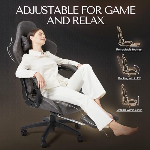 Black Big and Tall Ergonomic Gaming Chair with Footrest and Massage Lumbar Support U352056