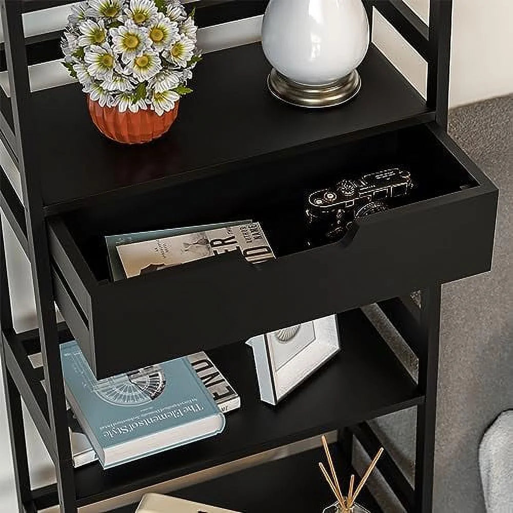 White Bookshelf with Drawers S38356
