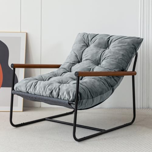 Beige Velvet Accent Chair with Metal Frame S694