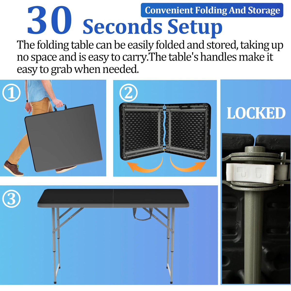 4 Foot Height Adjustable Folding Table K8895